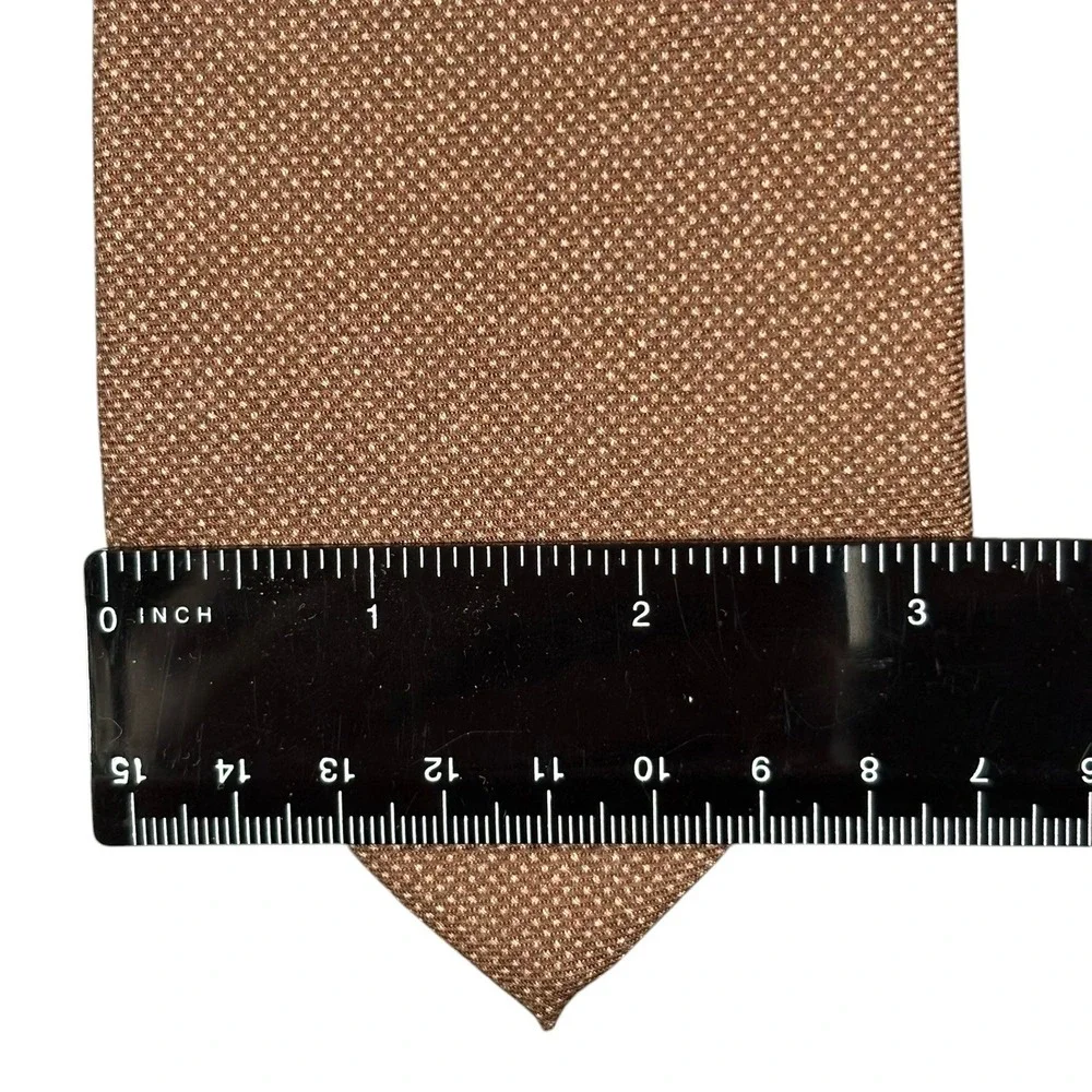 Ralph Lauren Purple Label Silk Cashmere Tie Brown Pin Dot Necktie Italy